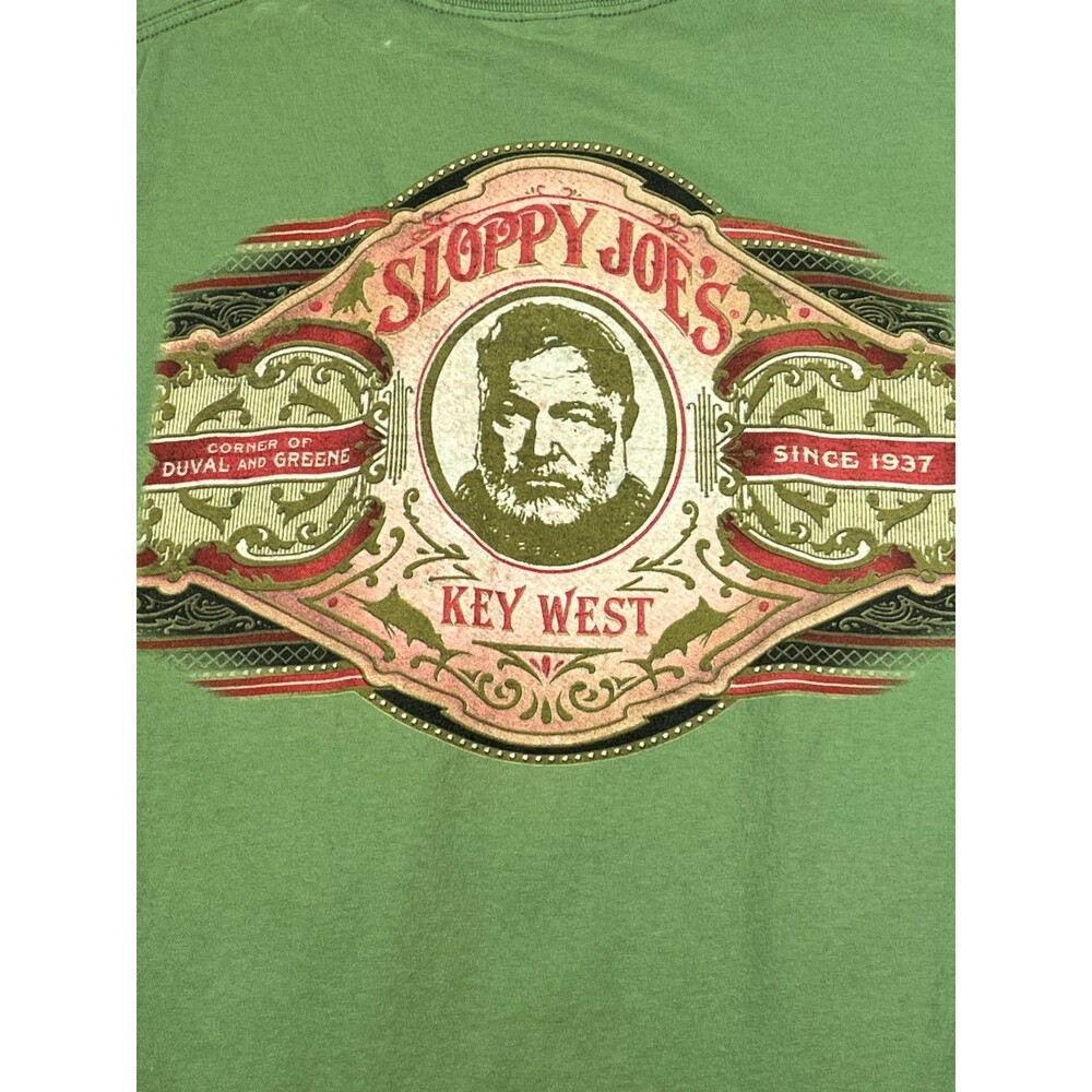 Sloppy Joes Bar TShirt Green Size Large Port & Co Key West FL Ernest Hemmingway